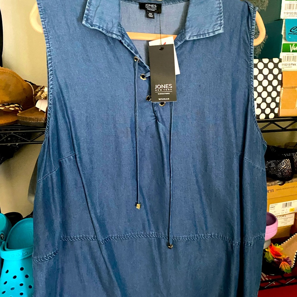 Jones New York Denim Blue Lace-Up Top